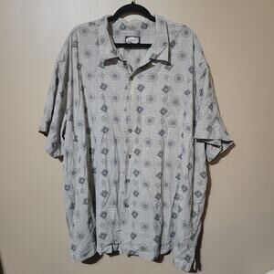 Island Shares Shirt Mens 4x Gray‎ Pattern Button Up 100% Silk